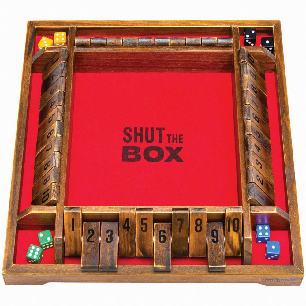 GoSports: Shut the Box Premium Wooden Dice Game, Classic 4 Player Family Board Game From MindWare