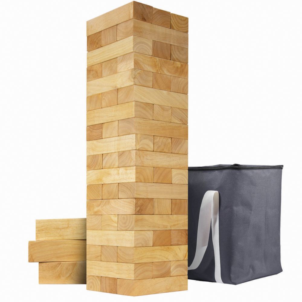 GoSports Giant Wooden Toppling Tower - Made from Premium Tropical Hardwood From MindWare
