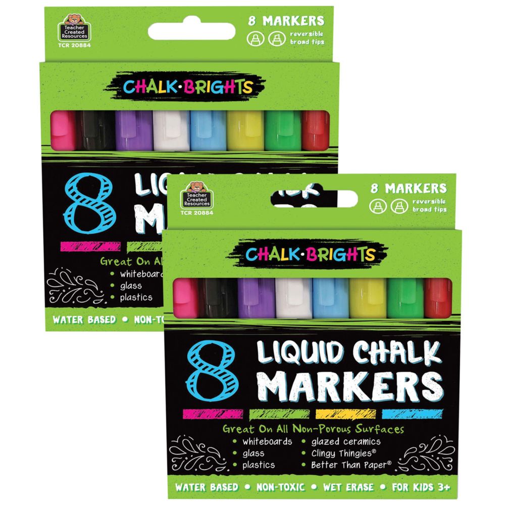 Teacher Created Resources Chalk Brights Liquid Chalk Markers, 8 Per Pack, 2 Packs From MindWare