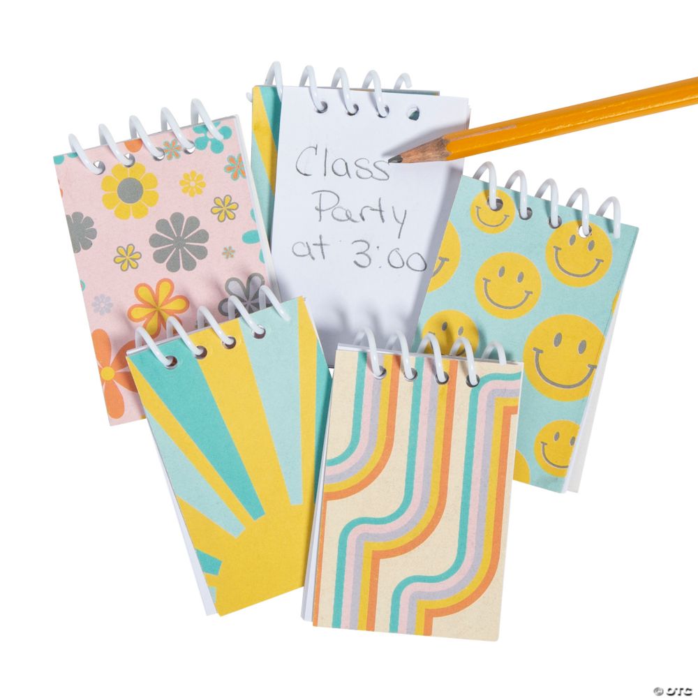Groovy Party Color & Patterned Spiral Notepads - 24 Pc.
