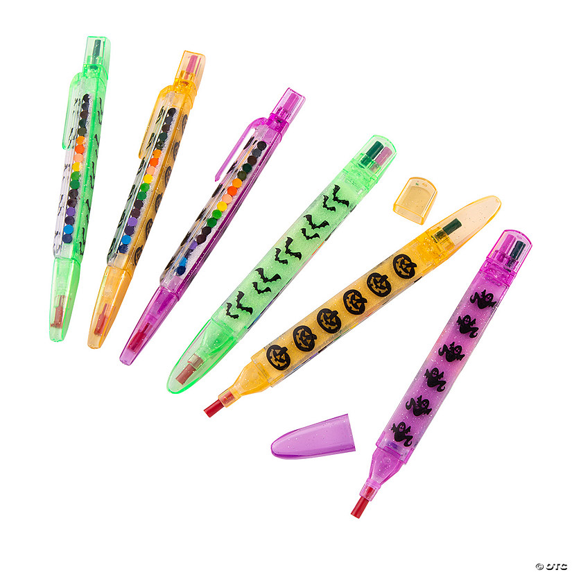 Halloween Glitter Stacking Point Crayons - 12 Pc.