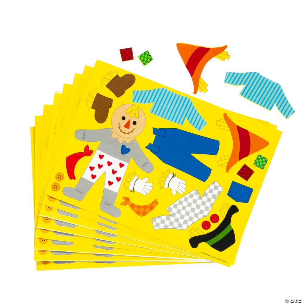 12 Pc 6.5"x4" Make-A-Scarecrow Sticker Sheets