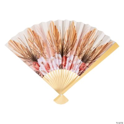 Vintage Boho Neutral Folding Hand Fans 12 Pc.