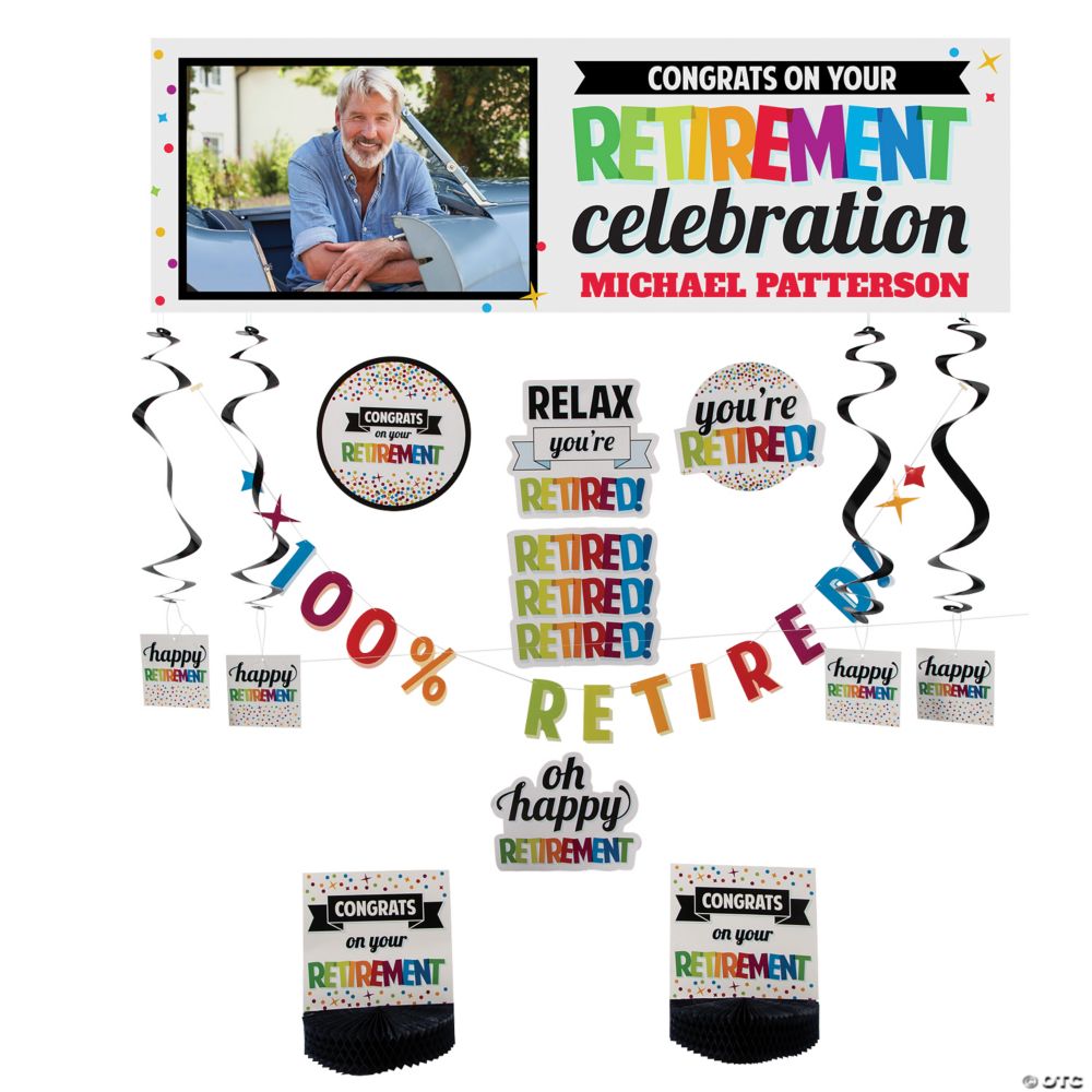 13 Pc Retirement Photo Custom Banner Decorating Kit