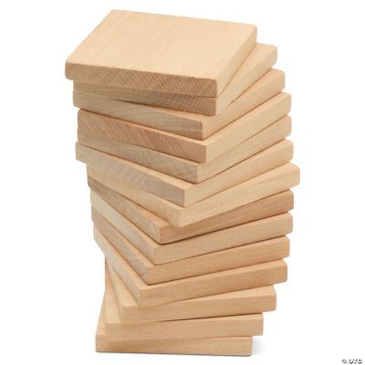 Wood Squares for Crafts, 36-Count Unfinished Wooden Square Cutouts, 4 x 4  Inches