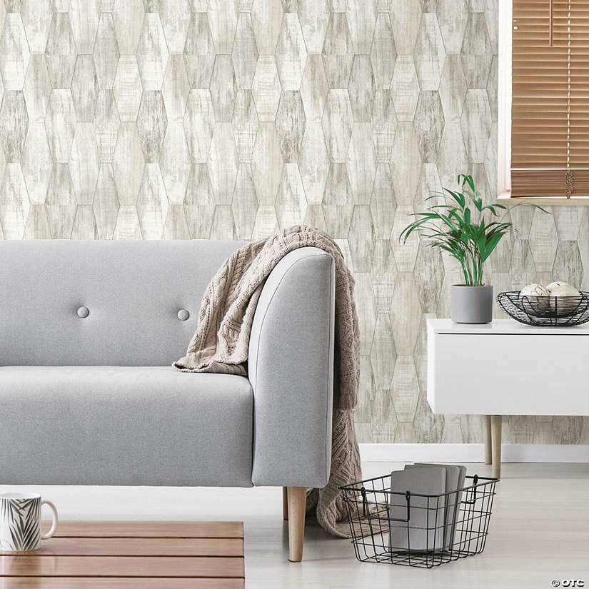 Roommates Wood Hexagon Tile Peel & Stick Wallpaper - Grey | Oriental Trading
