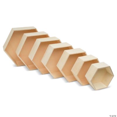 Woodpeckers Crafts, DIY Unfinished Wood Set of 7 Hexagon Trays, Pack of 2
