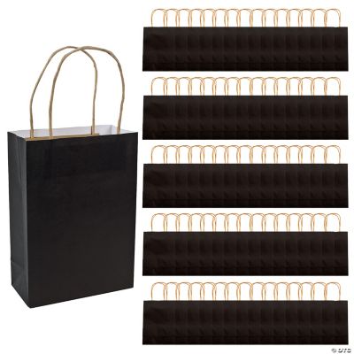 6 1/2" x 9" Bulk 60 Pc. Medium Black Kraft Paper Gift Bags Oriental