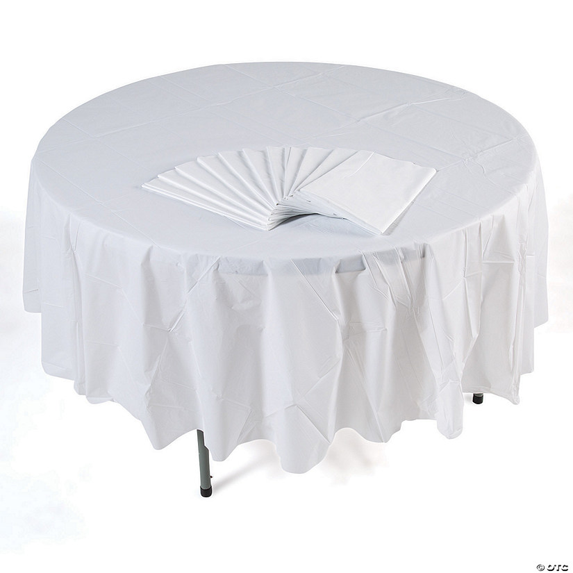 Bulk Round Plastic Tablecloths 12 Pc, Black Round Plastic Table Covers
