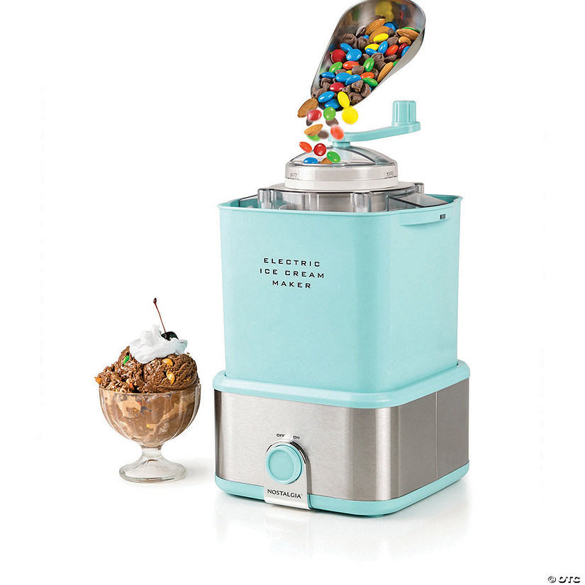 Nostalgia 2-Quart Electric Ice Cream Maker With Candy Crusher, Aqua