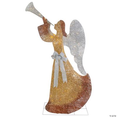 Northlight 5' Gold LED PreLit Angel with Trumpet Outdoor Christmas