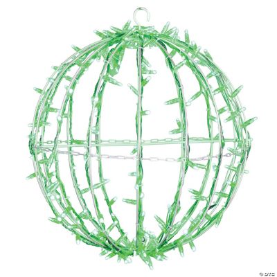 Vickerman 20 Fold Flat Green Led Jumbo Hanging Sphere With White Powder Coated Frame 