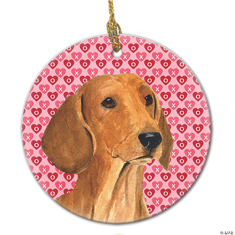 Carolines Treasures LH9152CO1 Basset Hound Valentines Love and Hearts Ceramic Ornament Multicolor 3 in 