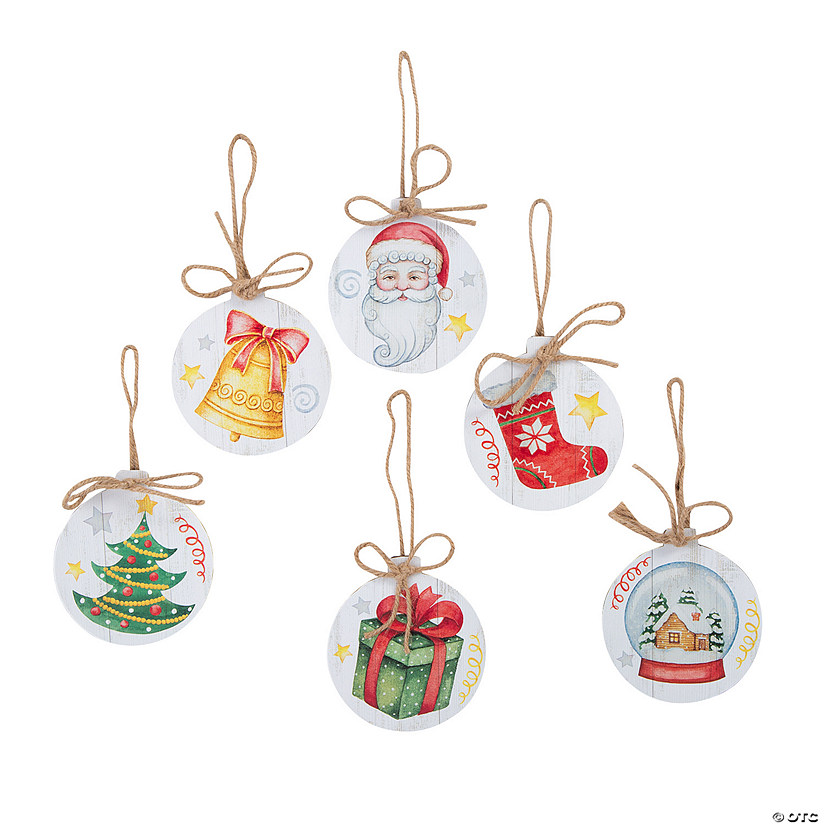 Round Nostalgic Christmas Ornaments - 12 Pc.