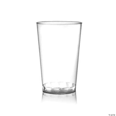 240 Cups, 12 oz. Clear with Silver Glitter Round Disposable Plastic Tumblers