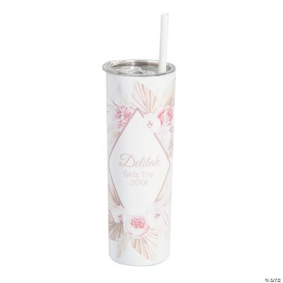 20oz STAINLESS STEEL SKINNY TUMBLER w/LID &STRAW, CUSTOM GIRLY TUMBLER.