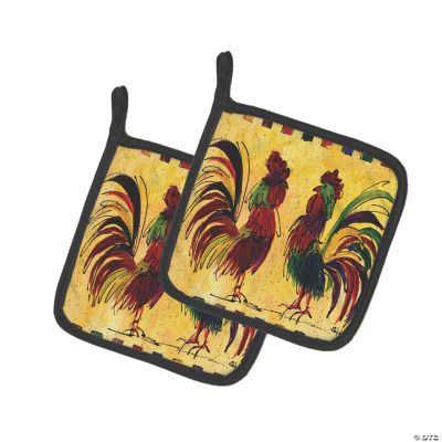 Caroline's Treasures Rooster Pair of Pot Holders, 7.5 x 7.5, Farm Animals Oriental Trading