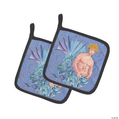 Caroline's Treasures Yellow-Throated Marten Blue Check Pair Of Pot Holders 7 5 X 7 5 Wild Animals A2 14148712