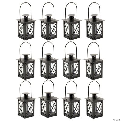 Richland Mini Tealight Lanterns Black Metal Set of 5
