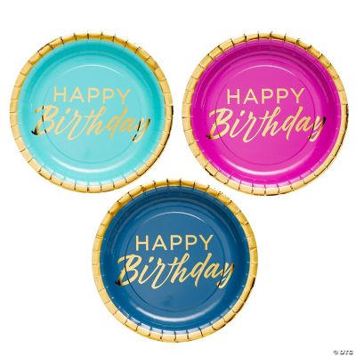 Gold Foil Happy Birthday Dinner Plates 8 Pc. Oriental Trading