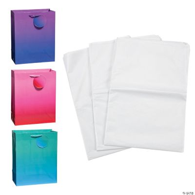 Bulk 72 Pc. Medium Ombre Gift Bags & Tissue Paper Kit Oriental Trading