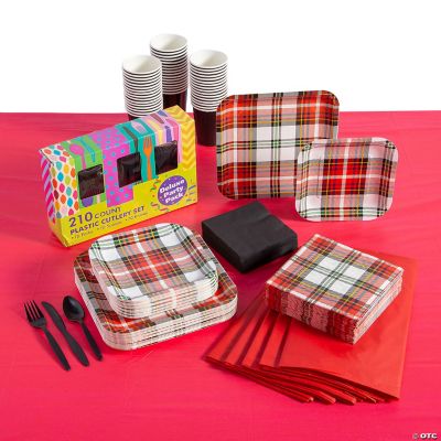 Tartan Plaid Tableware Kit for 48 Guests