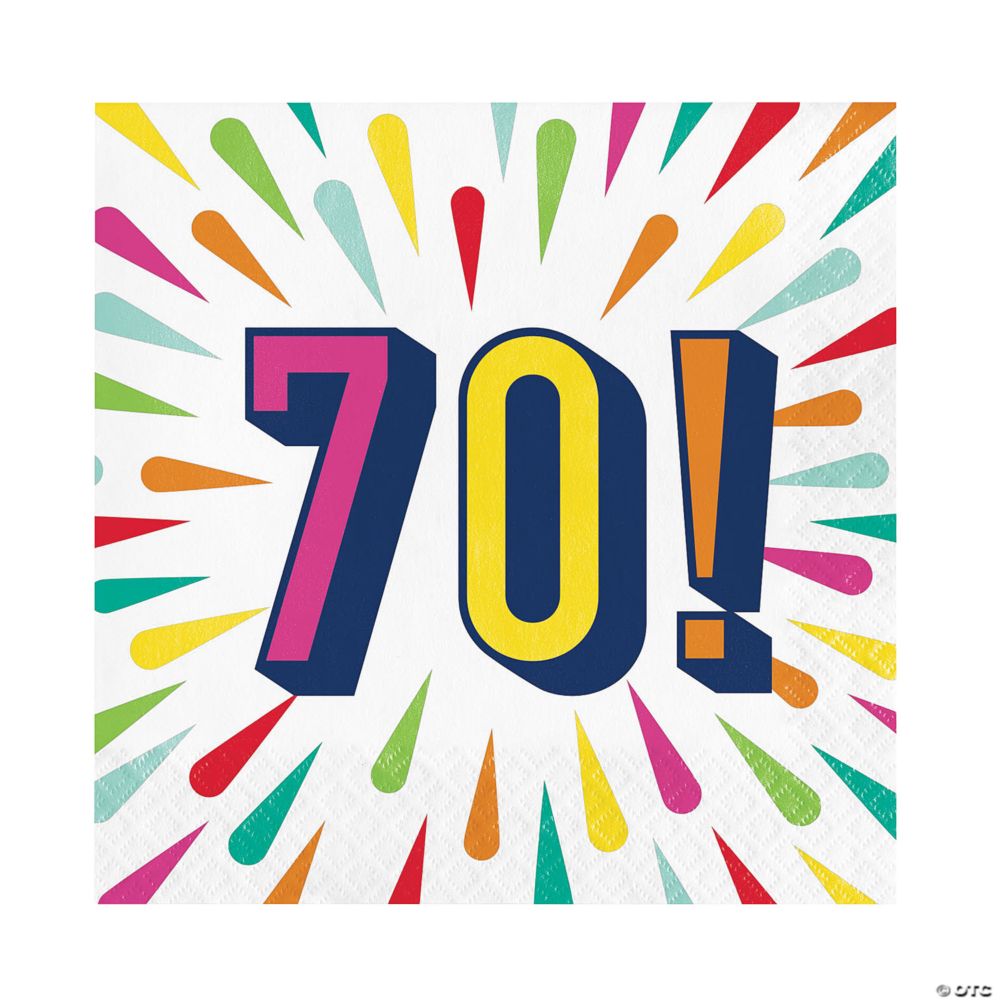 16 Pc 65 70th Birthday Burst Luncheon Napkins