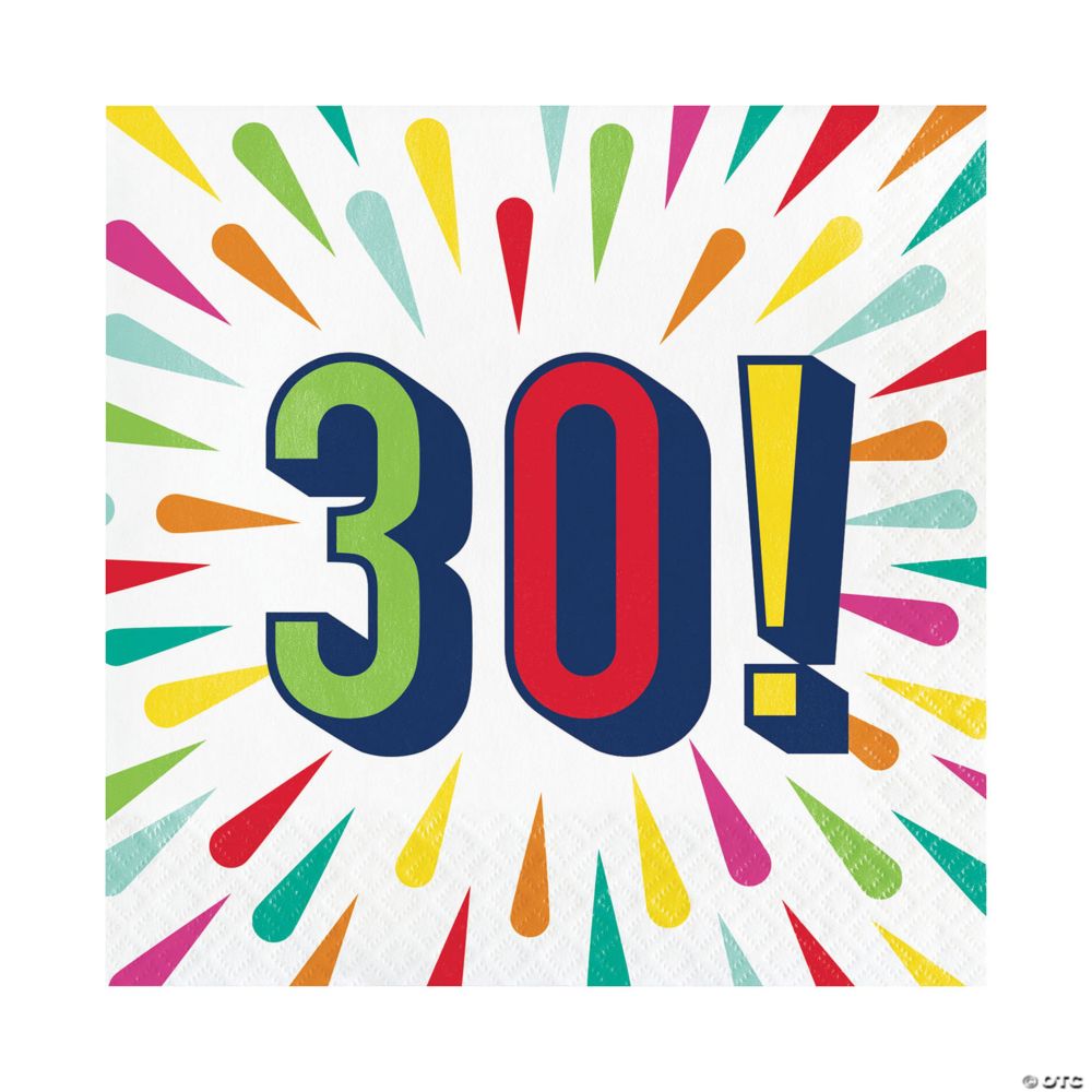 16 Pc 65 30th Birthday Burst Luncheon Napkins