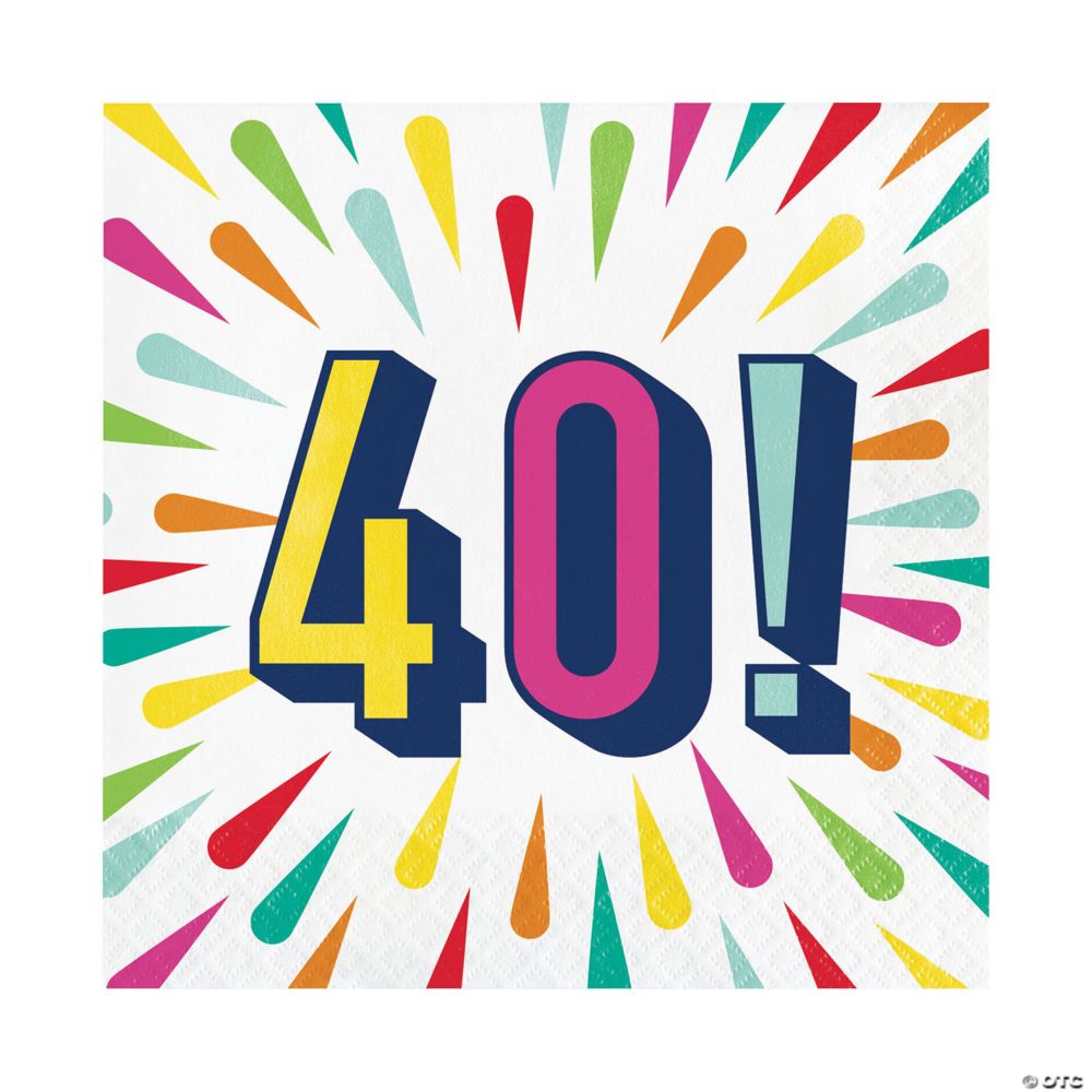 16 Pc 65 40th Birthday Burst Luncheon Napkins