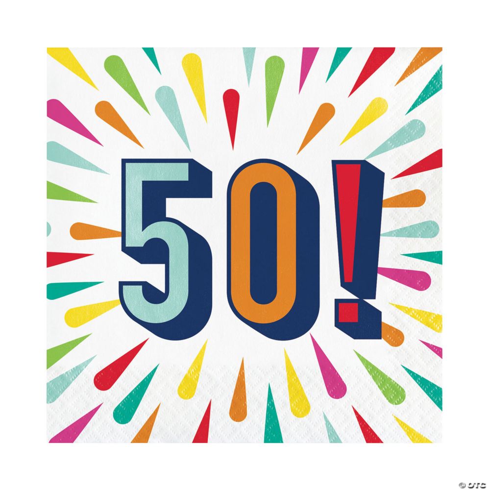 16 Pc 65 50th Birthday Burst Luncheon Napkins