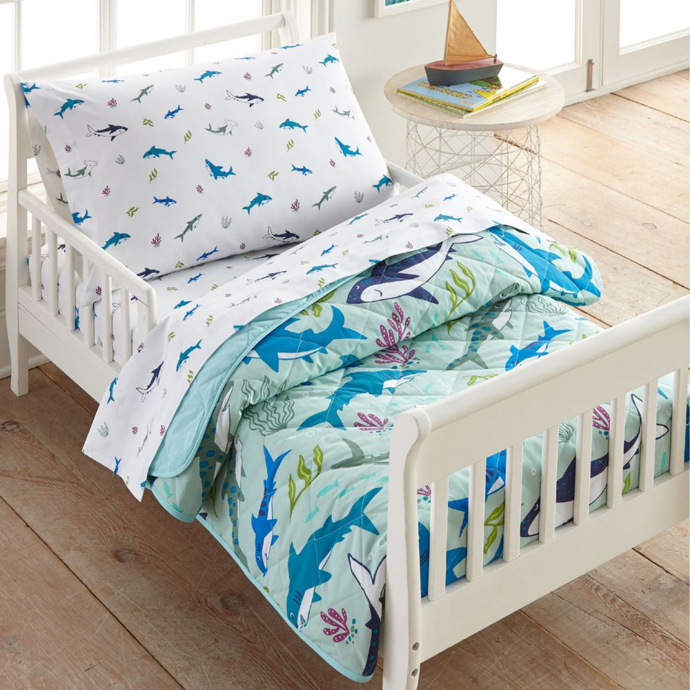 Wildkin Shark Attack 4 pc Cotton Bed in a Bag - Toddler From MindWare