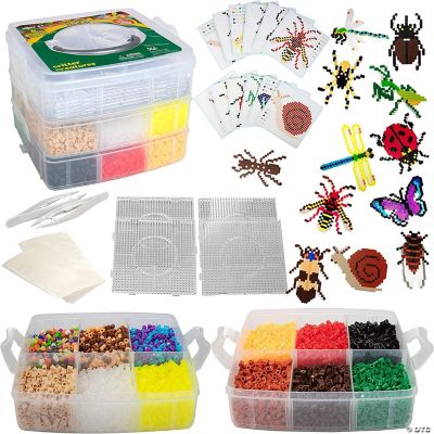 8,000pc Fuse Bead Super Kit w/ Sea Animal Pegboards and Templates - 12 Colors, 6 Peg Boards, Tweezers, Ironing Paper, Case - Works with Perler Beads
