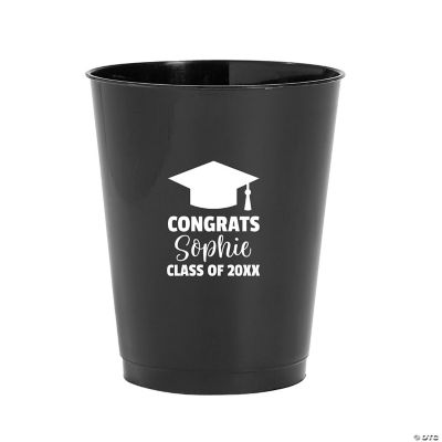 Graduation White and Black 16 oz Plastic Cups