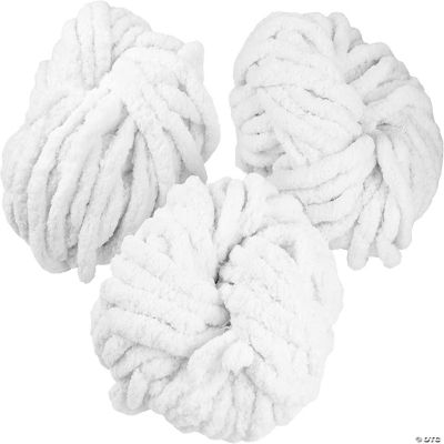 iDIY Chunky Yarn 3 Pack (24 Yards Each Skein) White Fluffy Chenille Yarn Perfect for Soft