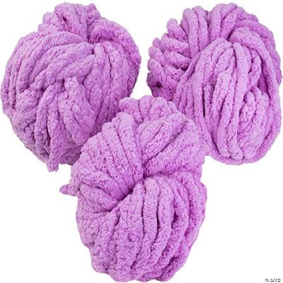 iDIY Chunky Yarn 3 Pack (24 Yards Each Skein) Purple Fluffy Chenille Yarn Perfect for Soft