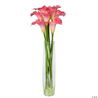 Vickerman 33" Artificial Pink Calla Lily Bouquet in Glass Vase