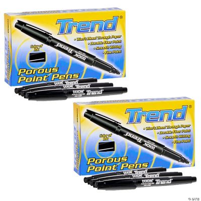 Dixon Ticonderoga Trend Porous Point Pens, Black, 12 Per Pack, 2 Packs