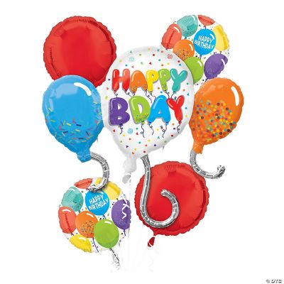 Happy Birthday Celebration Mylar Balloon Bouquet - 7 Pc.