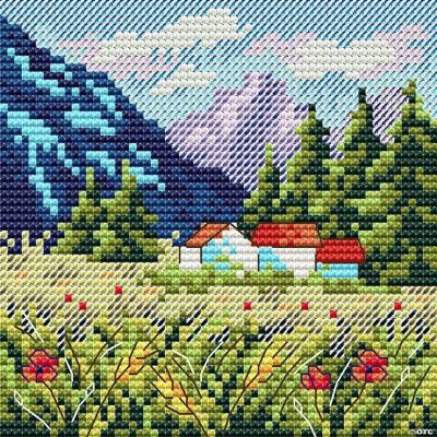 TAPESTRY CANVAS 15x15cm 2957D -   Cross stitch house, Cross stitch  landscape, Cross stitch art