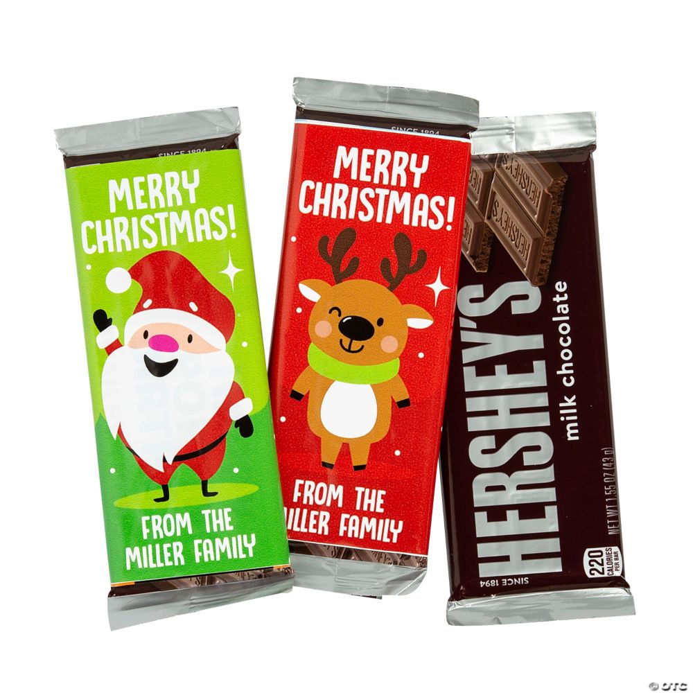 Personalized Christmas Candy Bar Labels - 12 Pc.