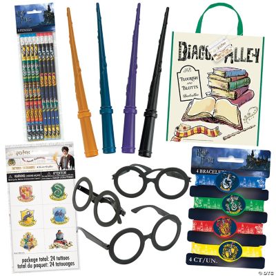  Unique Harry Potter Party Favors Bundle - 8 Paper Treat Bags, 8  Pencils, 8 Photo Booth Props, 8 Plastic Black Glasses, 24 Tattoos -  Hogswart Theme Birthday Set of Bulk Wizard