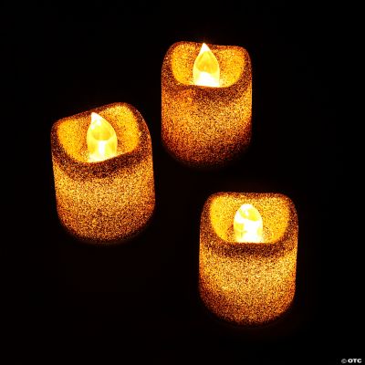 Gold Glitter LED Tealight Candles 12 Pc. Oriental Trading