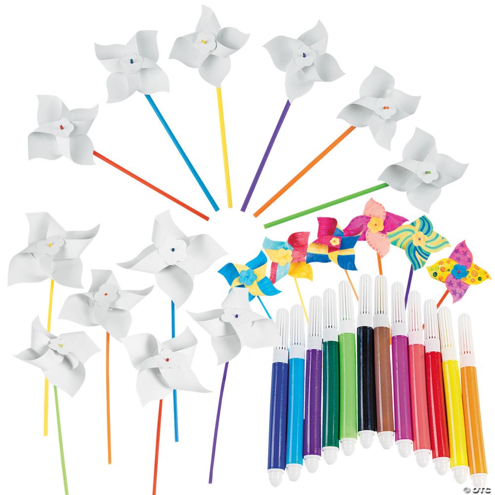 72 Pc DIY Pinwheel Party Craft Kit for 24 Guests