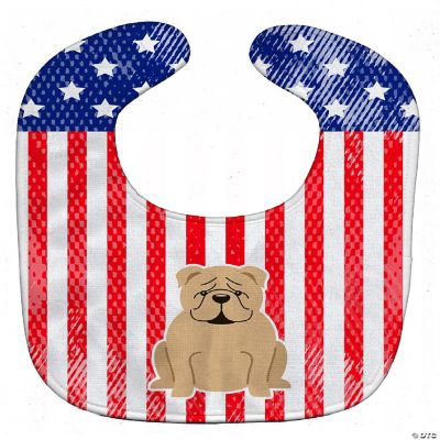 Caroline's Treasures Patriotic USA English Bulldog Fawn Baby Bib, 10 x