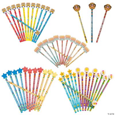 Bulk 60 Pc. School Pencils with Eraser Topper Assortment Kit