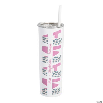 20 oz. White Reusable Stainless Steel Tumbler with Lid & Straw