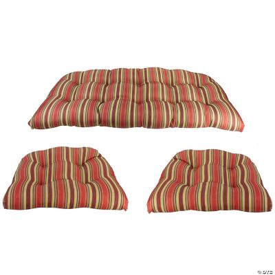 Northlight 3Piece Wicker Furniture Cushion Set, Red and Green Stripe