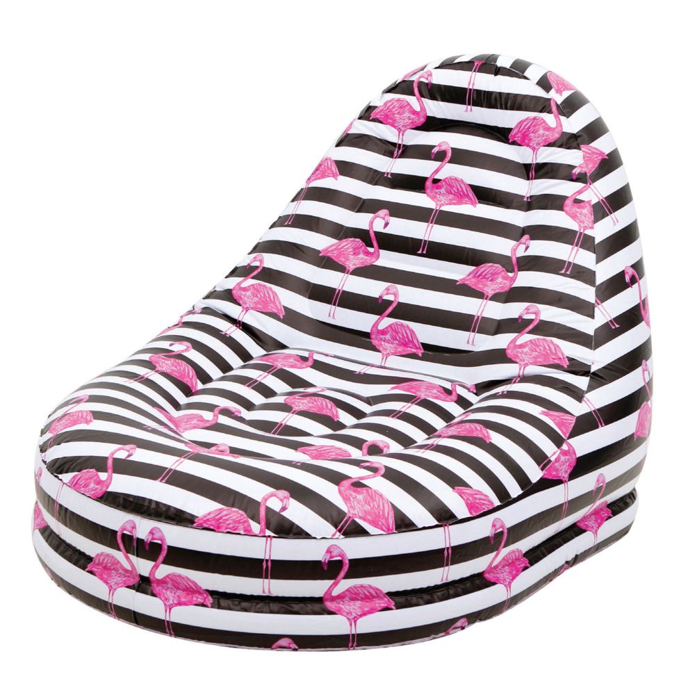 Northlight 49" Pink and Black Inflatable Poolside Flamingo Lounge Chair From MindWare