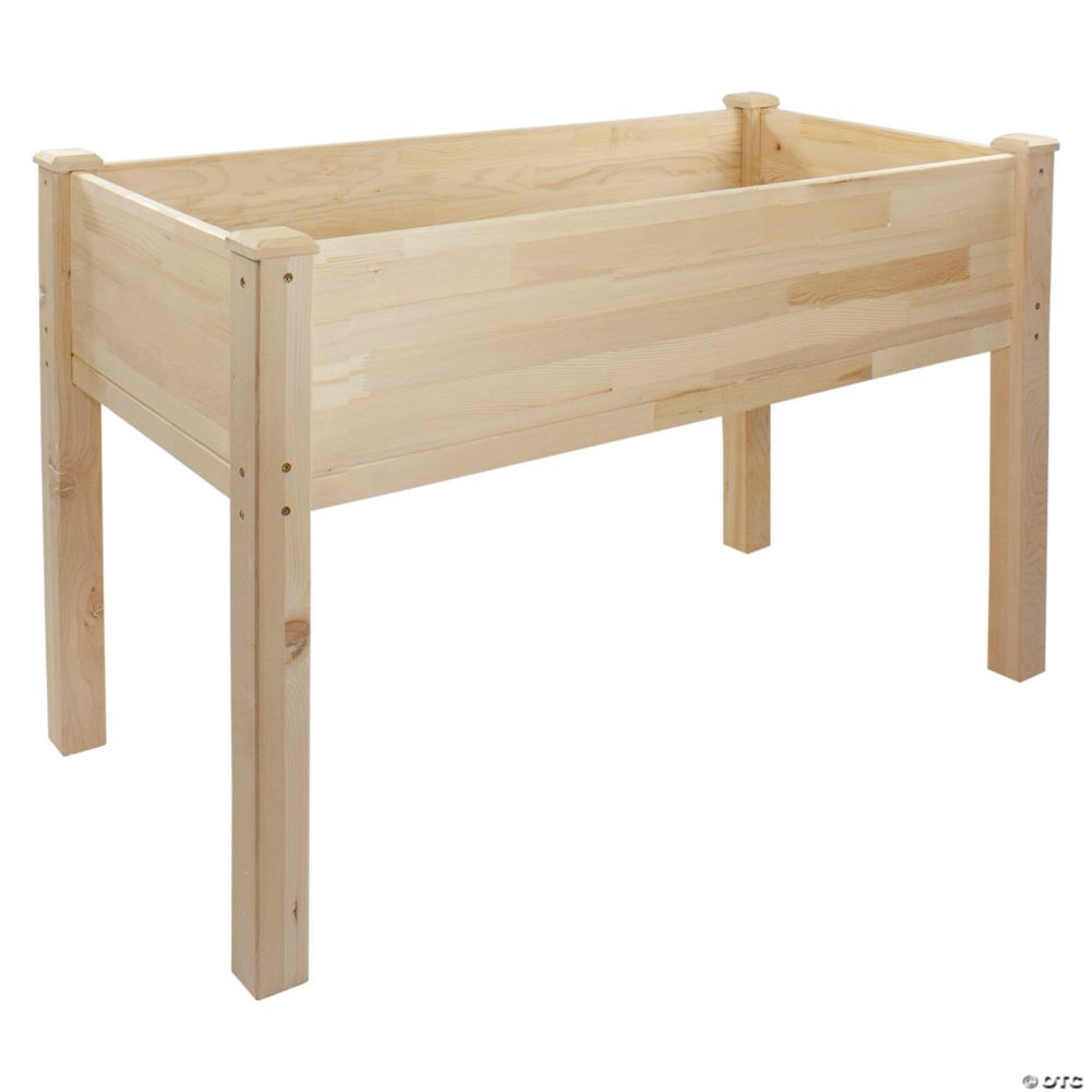 Northlight: 4ft Natural Wood Raised Garden Bed Planter Box with Liner From MindWare