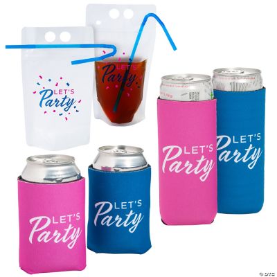 25 PC 5x9 Let's Party Collapsible Plastic Drink Pouches with Straws